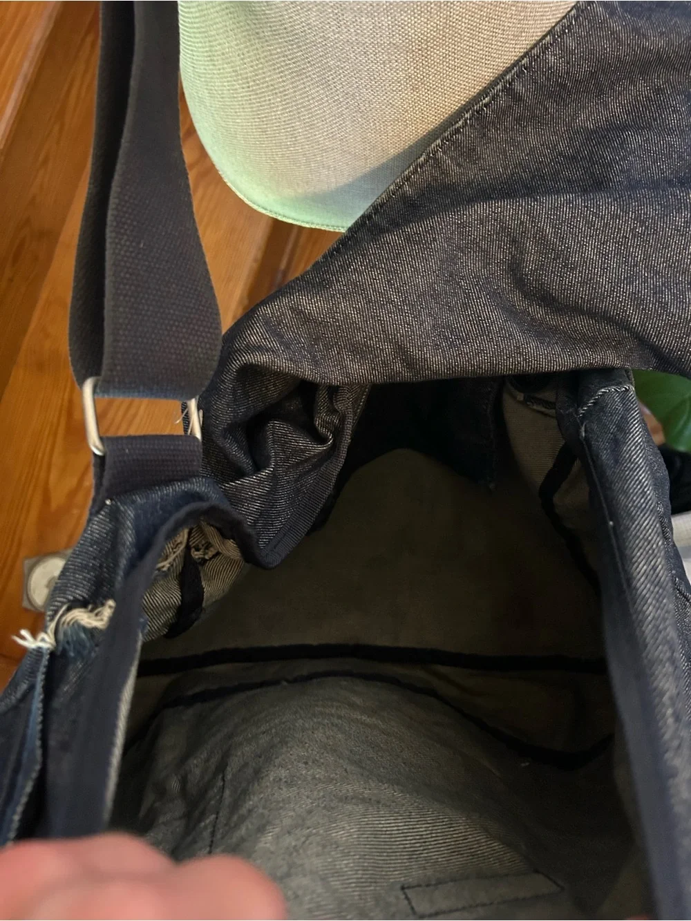 Large Denim Dark Gray Crossbody Shoulder Bag - GAP